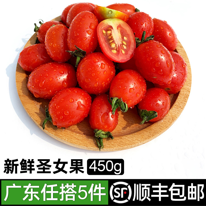 圣女果450g 新鲜蔬菜水果当季迷你小西红柿酸甜可口小番茄5件包邮,水产肉类/新鲜蔬果/熟食,番茄,淘宝优惠券,粉丝福利购,淘宝优惠卷