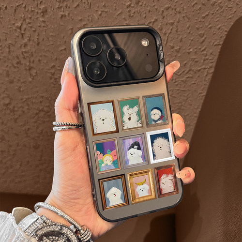 适用苹果17promax潦草小狗彩银壳