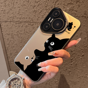 适用华为pura80pro手机壳新款pura70pro高级感渐变磨砂创意p70颠倒猫猫个性+全包防摔可爱p60男女p50小众p40