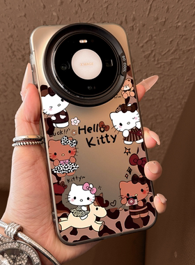 适用华为mate80手机壳新款豹纹kt猫mate80promax全包防摔m70马年mate60硅胶磨砂mate50小众mate40女款高级感