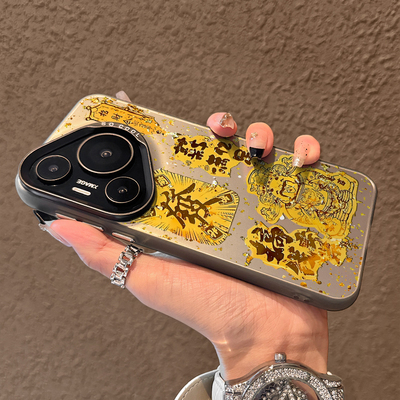 金箔财神爷适用于pura70手机壳