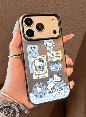 适用苹果17promax手机壳iPhone17卡通蓝色kt猫17pro新款air高级感16全包15防摔14超薄13保护套12好看11的女ip