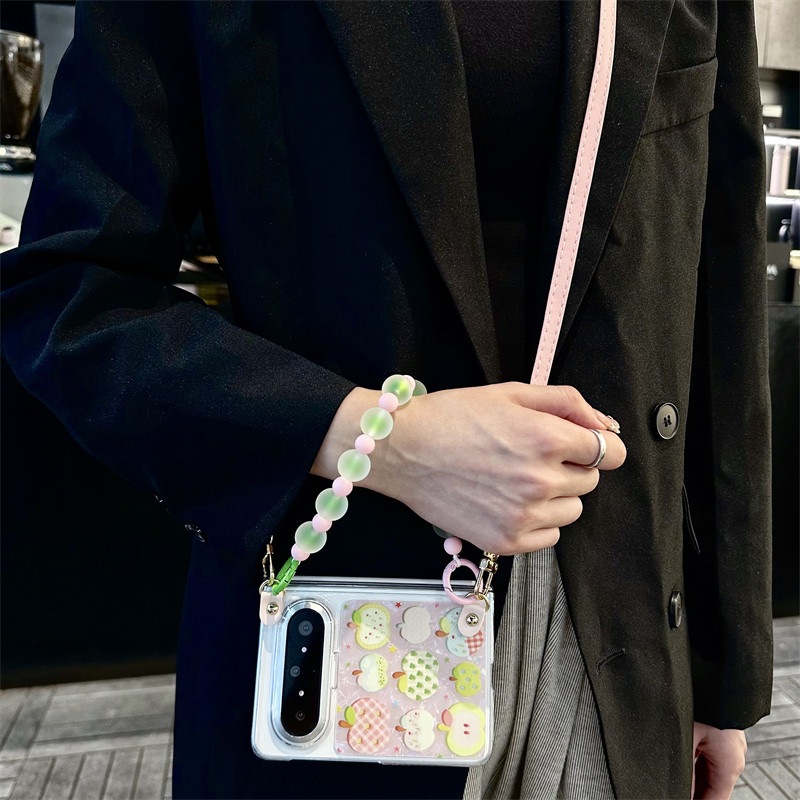 小清新贝壳水果折叠手机壳全包轴