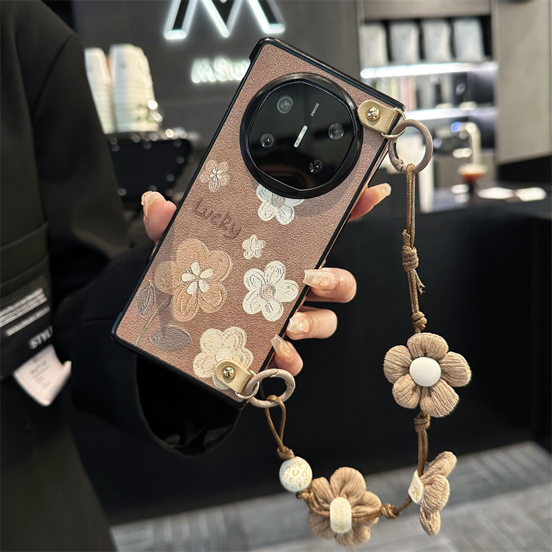 xfold5油画棕色花折叠手机壳