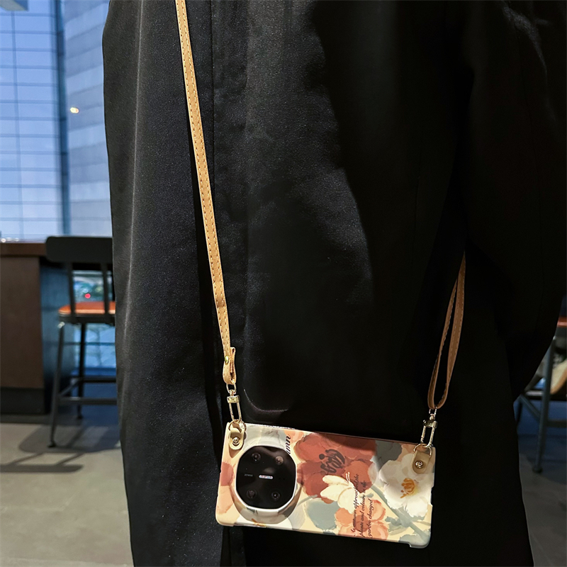 油画水贴花折叠手机壳斜挎手提珠