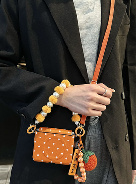 悦皇适用于荣耀MagicVFlip2铰链全包护中轴手机壳magicvflip橙色波点磁吸无线充电翻盖防摔保护套斜挎绳手提