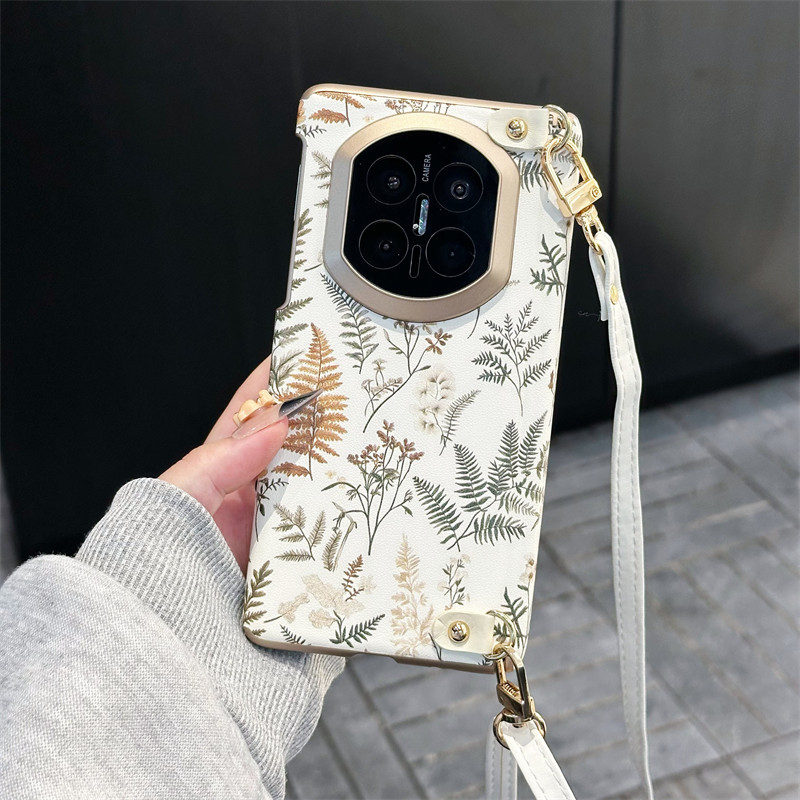 复古花油画全包中轴折叠手机壳