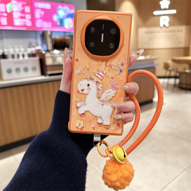 橙色马心想事成卡通马年手机壳