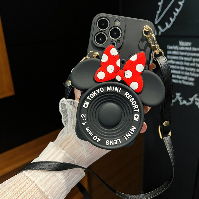 手提卡通零钱包 全包摄像头 软壳 斜挎皮绳