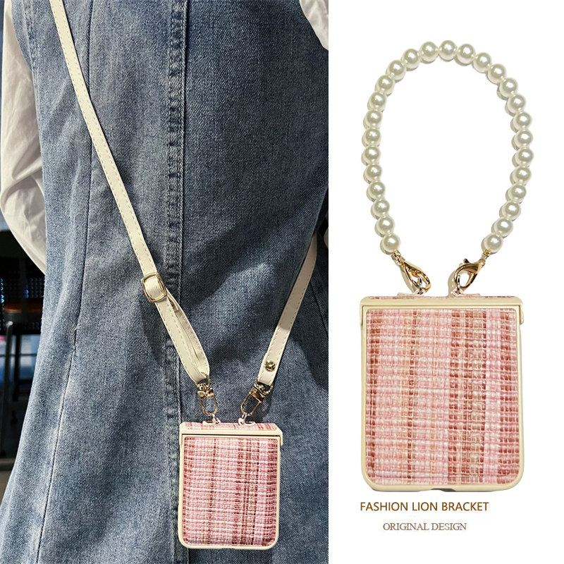 悦皇小香风充棉适用于三星GalaxyZFlip6手机壳斜挎挂绳w25flip翻盖折叠全包保护套zflip5/4手提w24防摔zflip3