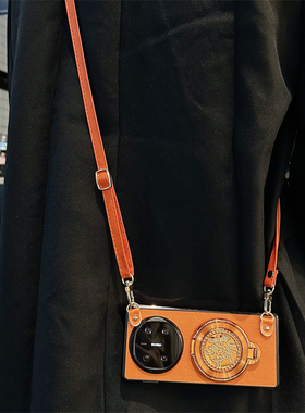 悦皇好柿发生适用于三星zfold7折叠手机壳喜庆橙色發支架zfold6斜跨挂绳手提zfold5/4翻盖防摔皮护套w26/w24