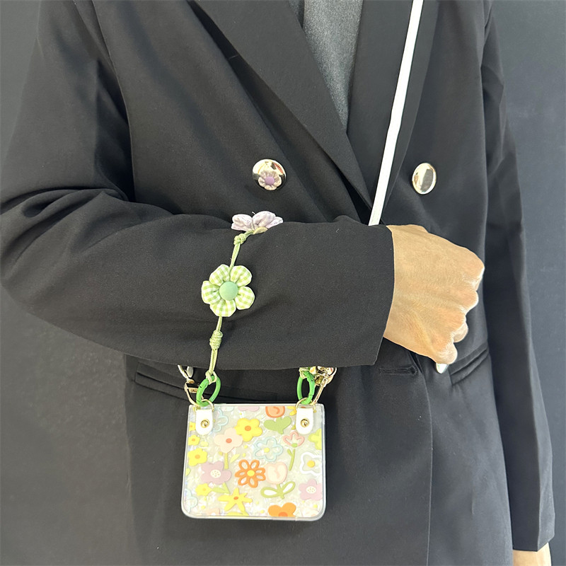春日碎花折叠手机壳斜挎挂绳