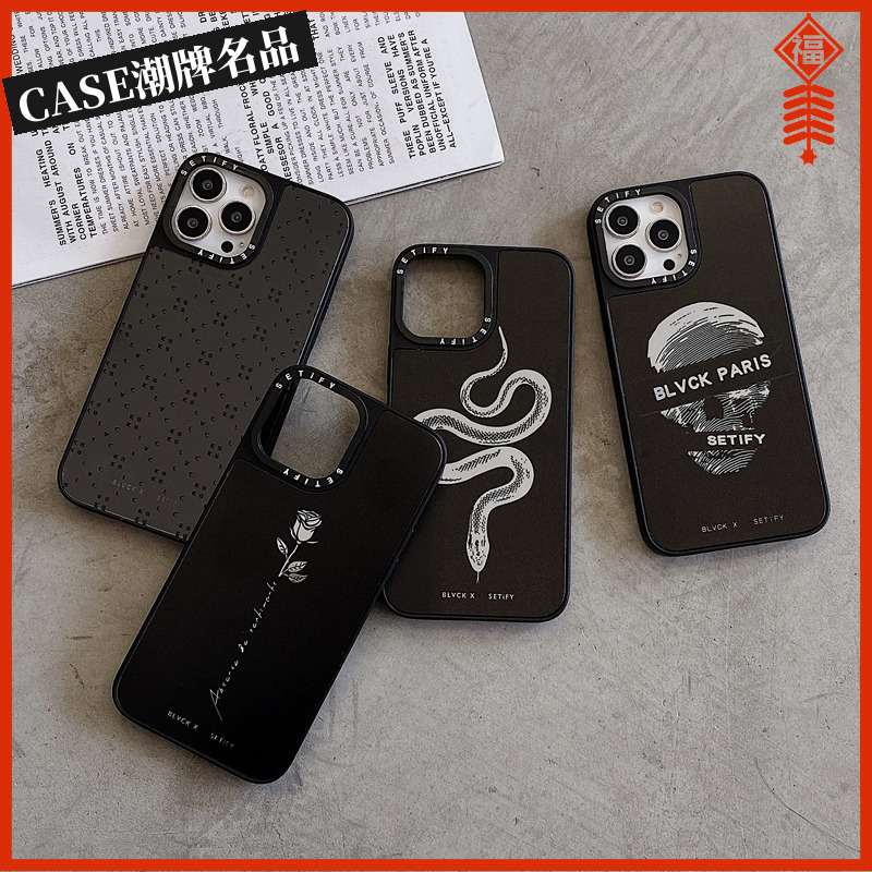 CASE联名BLVCK适用iPhone16Pro苹果15Promax手机壳12潮牌13防摔套14个性15Pro创意16Promax镜面Plus可磁吸11