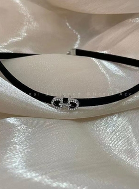 黑色皮绳颈链朋克高级轻奢