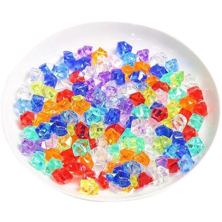 塑料宝石玩具七彩石儿童仿水晶假钻石砖石彩色五彩女孩颗粒蓝宝石