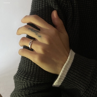 复古个性男戒简约百搭交织指环潮独身主义嘻哈学生尾戒开口可调节