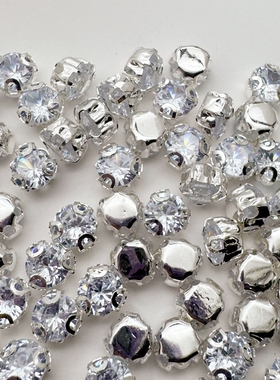 手缝水钻10mmD型爪钻圆形三耳玻璃手缝钻DIY配件辅料防勾衣服抓钻