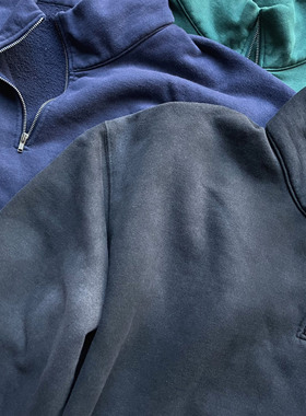 17205「half zip sweater」复古半拉链水洗套头卫衣