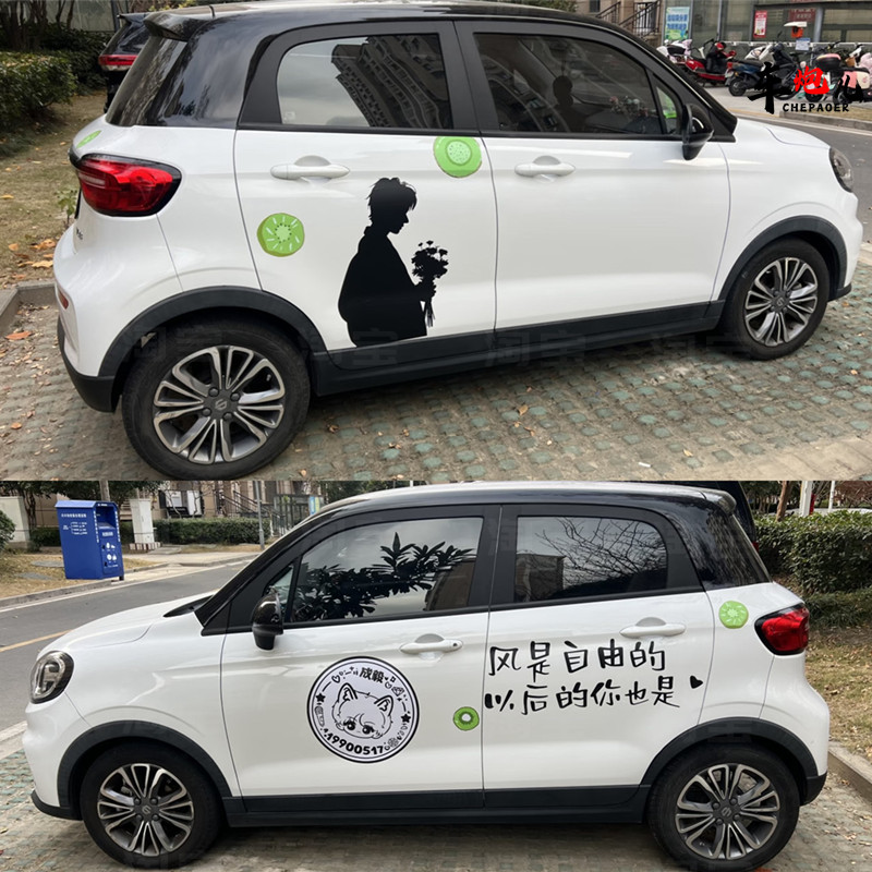 适用零跑T03个性定制成毅果果粉丝应援车贴纸 五菱缤果特斯拉拉花