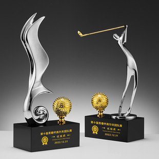 一杆进洞高尔夫奖杯定制定做创意银色金属高尔夫竞赛颁奖纪念奖牌
