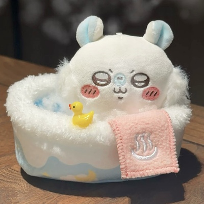日本正版chiikawa浴缸泡澡飞鼠玩偶毛绒可爱公仔莫莫咖包挂件礼物