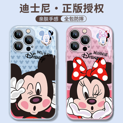 iPhone16玻璃情侣卡通手机壳