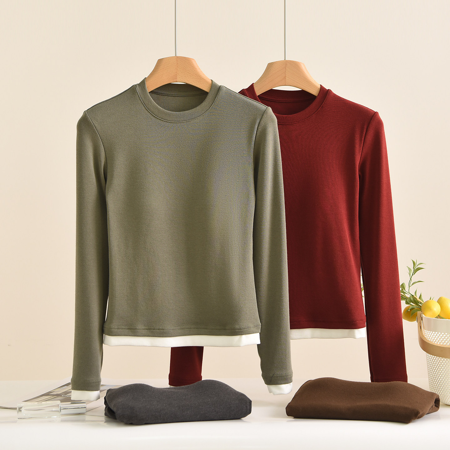 圆领长袖t恤女2025新款秋冬季带胸垫上衣显瘦修身内搭针织打底衫,女士内衣/男士内衣/家居服,吊带/背心/T恤/打底/肌底衣,淘宝优惠券,粉丝福利购,淘宝优惠卷