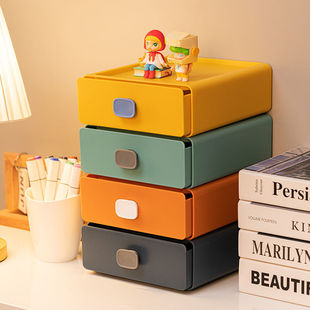 抽屉式桌面收纳盒ins办公室长条形储物抽屉化妆日用不透明收纳盒