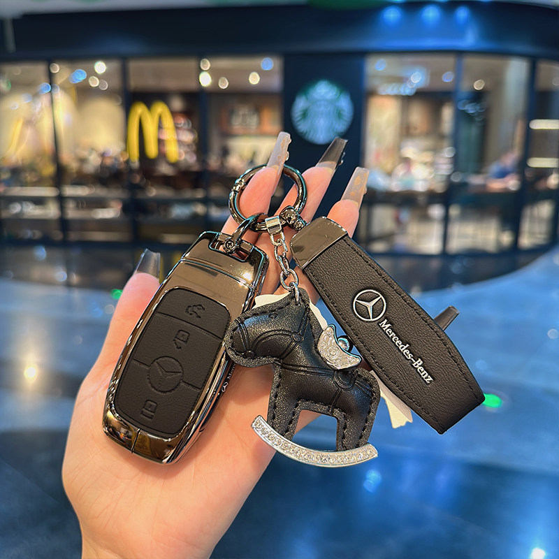 适用奔驰钥匙套新e级c级e300包c260l壳a200l汽车glb/gle/glc350扣