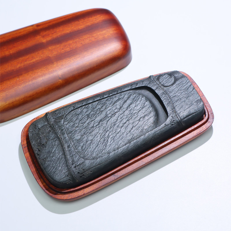 非遗歙砚龙尾山四大名坑水舷坑瓜子水波纹节节高小楷发墨如油老坑砚台香樟木盒包装文房四宝礼品收藏