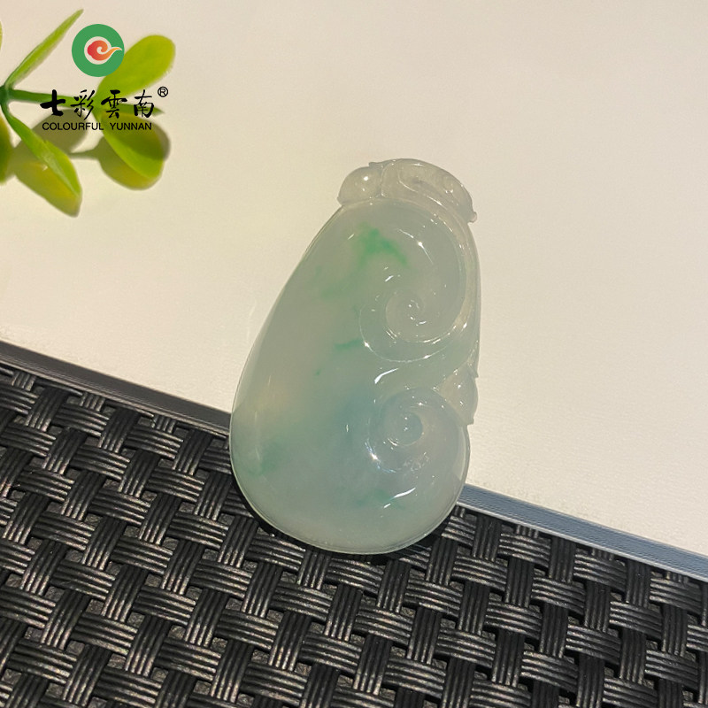 七彩云南缅甸A货天然翡翠飘绿花翡翠如意 一物一证支持复检