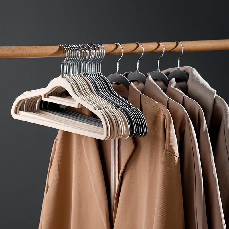 喜家家多功能20支装防滑晾衣架衣帽间衣柜家用收纳整理植绒衣架