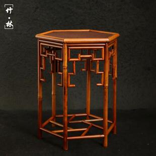 高品质浙江工纯手工榫卯结构制作老梅鹿竹盆景架覆古中式竹兰花架