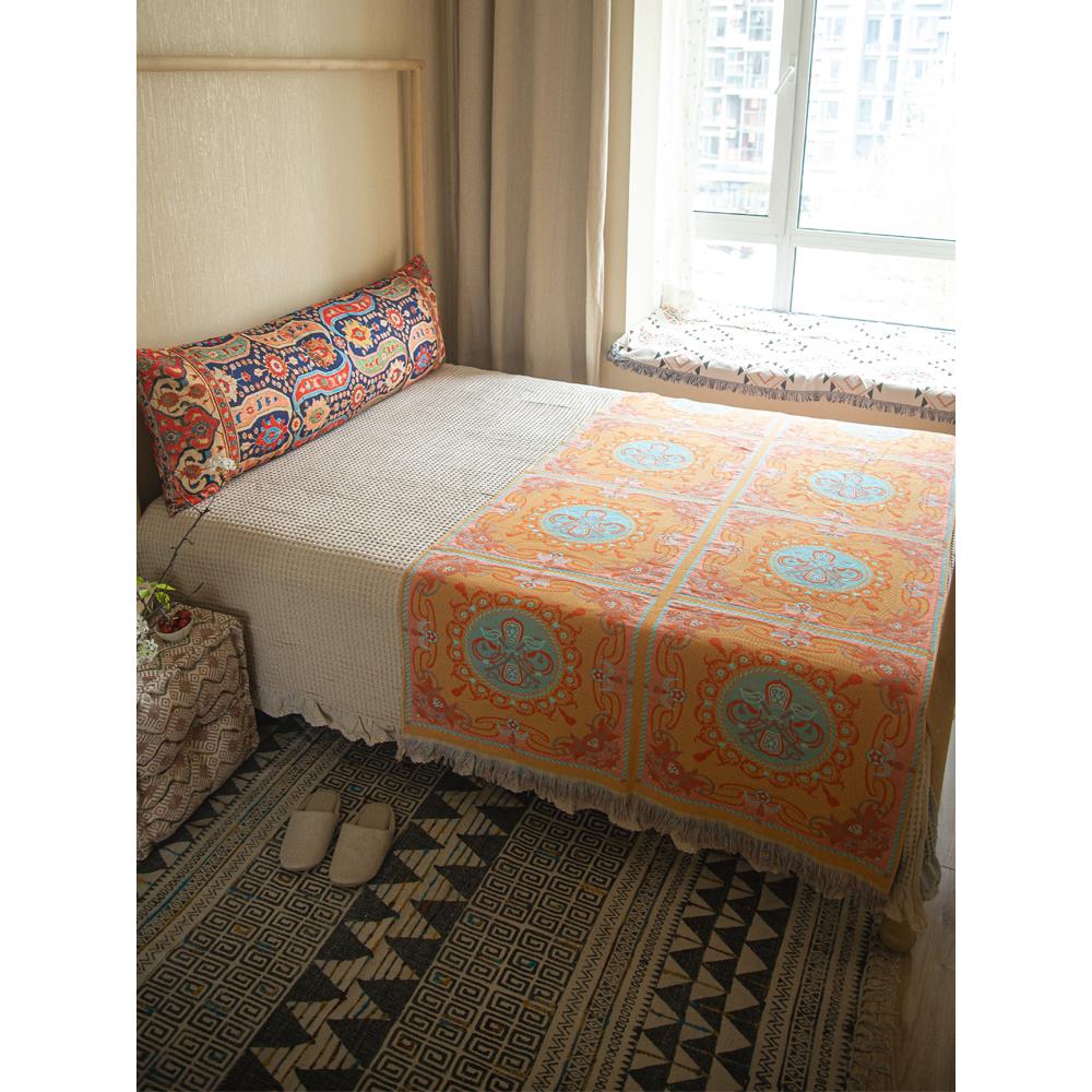 新尼泊尔风格的纯棉床上毛毯，民宿沙发毯，腿套，民族风格的办公