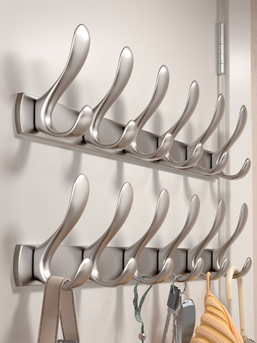 空间铝制原色卫生间浴室衣架墙挂墙门后衣钩不打孔入口门钩