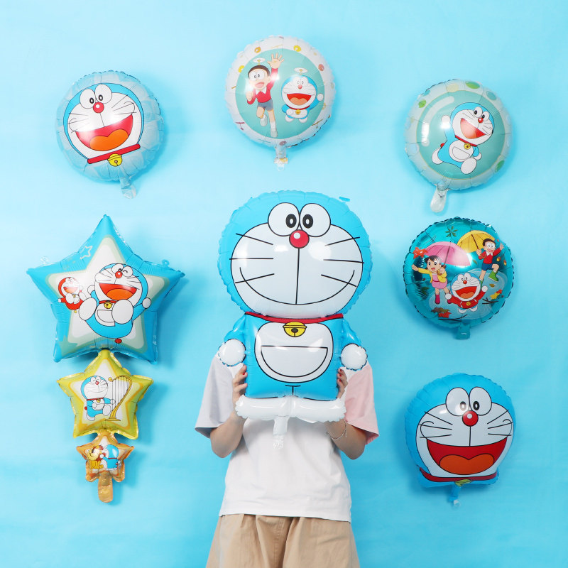 哆啦a梦气球机器叮当猫主题背景墙儿童周岁生日派对装饰场景布置
