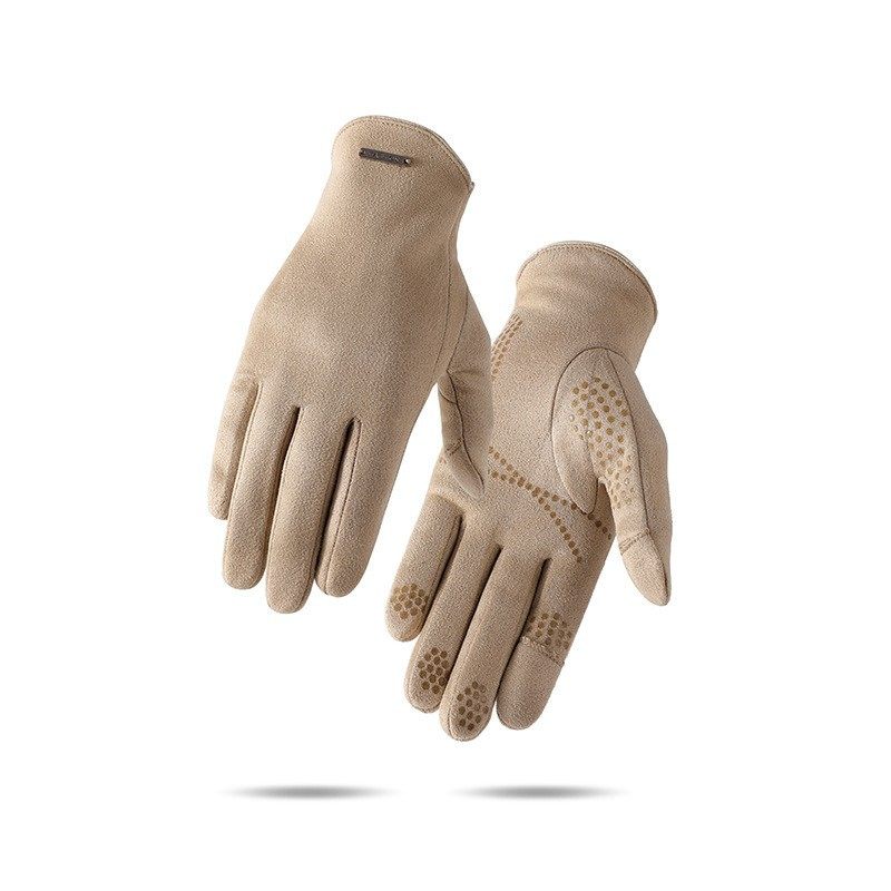 thumbnail for Men's and Women's Winter Outdoor Photography Suede Fleece-Lined Thickened Warm Flip-Top Gloves with Anti-Slip Touchscreen Design