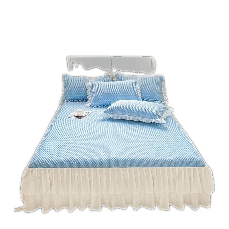 新款凉感丝冰豆豆凉席三件套纯色可机洗可折叠床裙款软席,床上用品,冰丝席,淘宝优惠券,粉丝福利购,淘宝优惠卷