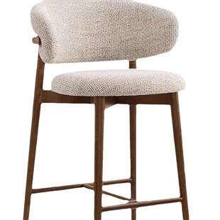 现代实木吧台椅北欧厨房椅子家用小型餐椅靠背酒店餐厅休闲高脚椅