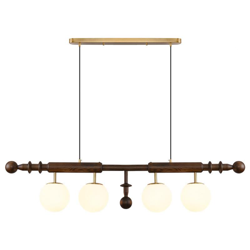 云铭（家古风中法式餐一字长条吊灯美式复古实木灯民宿吧轻奢厅台