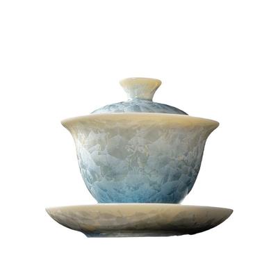新品窑变结晶釉三才盖碗防烫高温陶瓷茶具家用大号泡茶碗高档