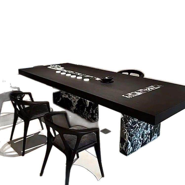 现代中式实木桌椅茶桌组合办公室别墅设计师高端岩板泡茶茶台2024,商业/办公家具,大班台/主管桌,淘宝优惠券,粉丝福利购,淘宝优惠卷