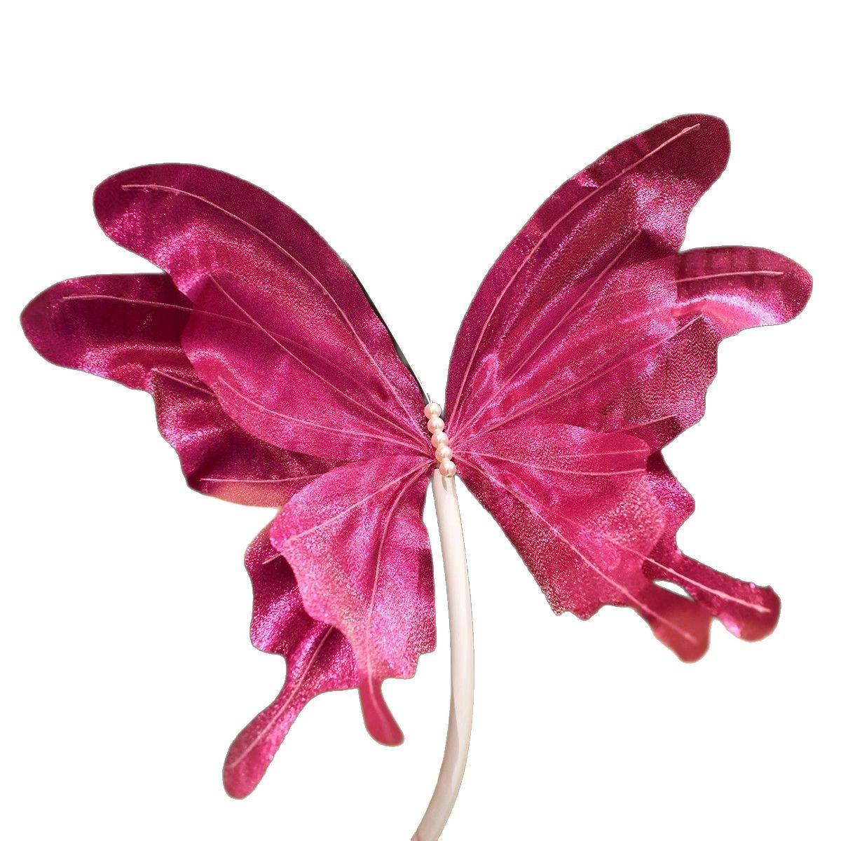 婚景礼真丝蝴蝶路引丝蝴蝶摆件蝶结婚场拍照纱花立体蝴真婚房布置