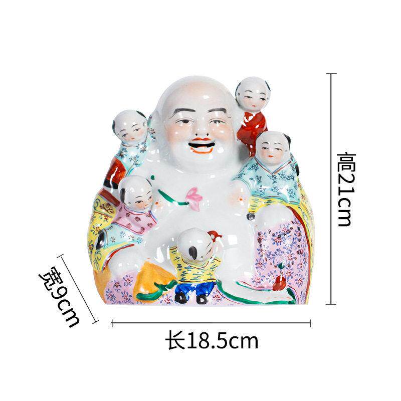 雨彤民国粉彩五子登科雕塑佛像仿古瓷器古董古玩收藏中式老货