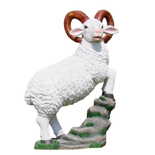 玻璃钢户外仿真绵羊雕塑售楼处小区园林观山羊摆件幼儿园装饰品
