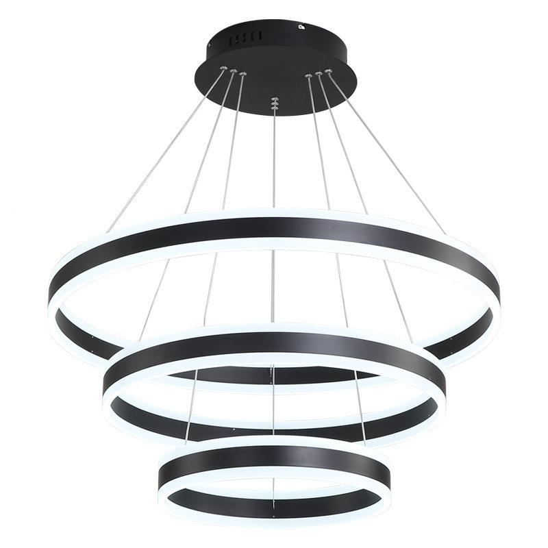 客厅灯现428代约大气创意卧室式灯简饰圆环中山l吊ed餐意厅灯具