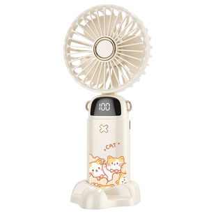 小熊可爱女小风扇便携式充电小型折叠随身电风扇挂脖手持静音办公室桌上桌面迷你usb学生手拿降温神器吹辅食