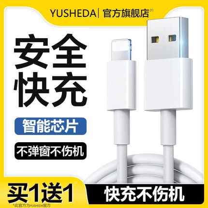 YUSHEDA适用苹果iPhone14数据线13promax12快充11手机8plus快速7加长6s闪充PD20W充电器线2米XR冲XS平板iPad