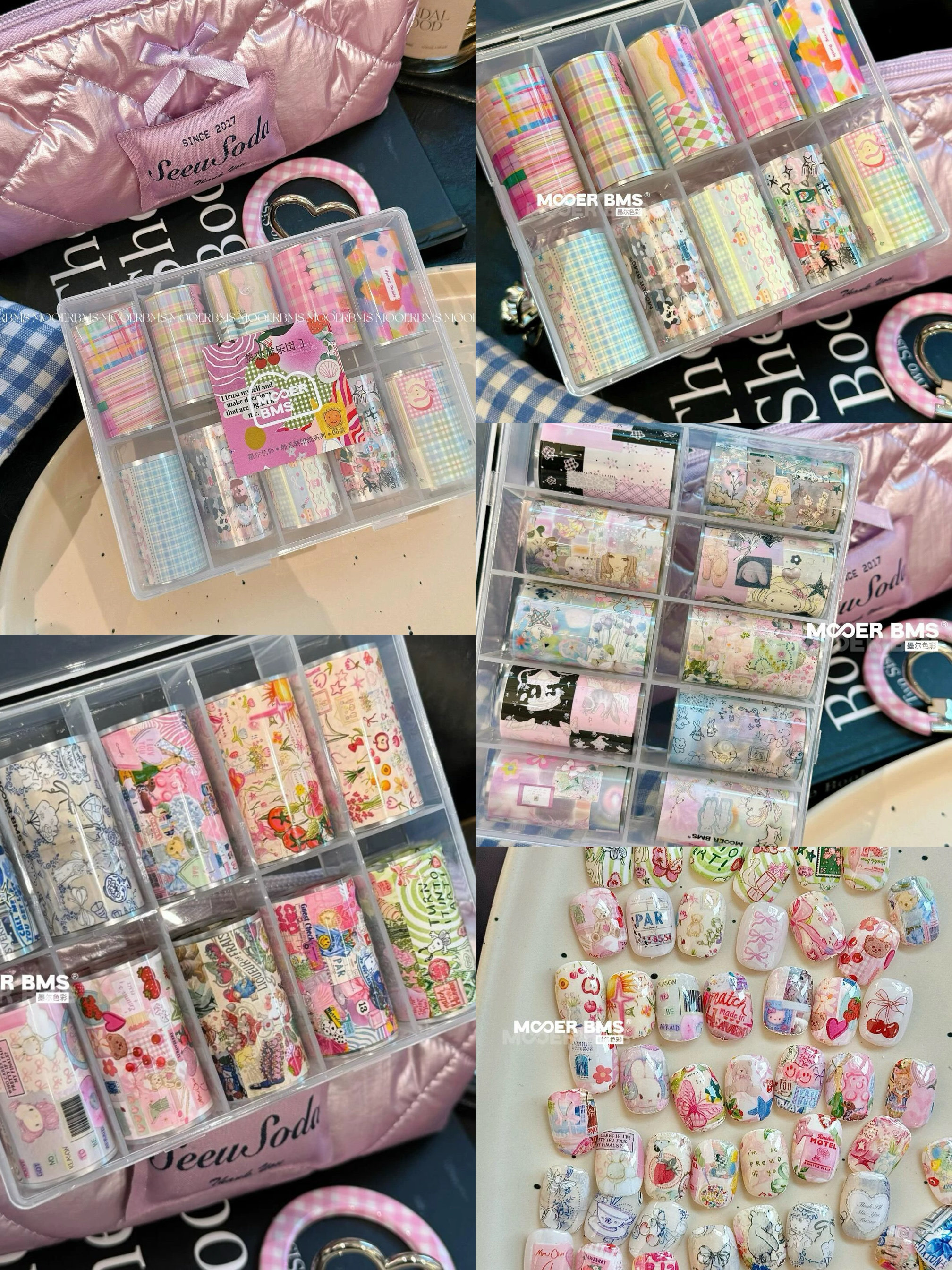 墨尔色彩2025春夏美甲转印纸 热恋游乐园 少女梦核 复古涂鸦