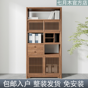 新中式茶边柜博古架多宝格茶具柜子茶叶柜高柜茶桌边柜禅意实木柜